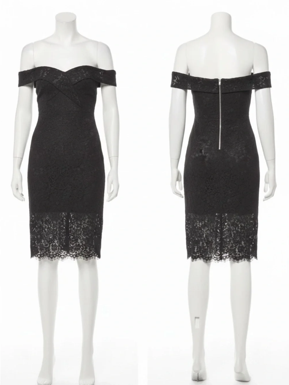 Bardot Bella Off the Shoulder Sweetheart Neckline Lace Bodycon Sheath Mini Dress - Picture 10 of 11